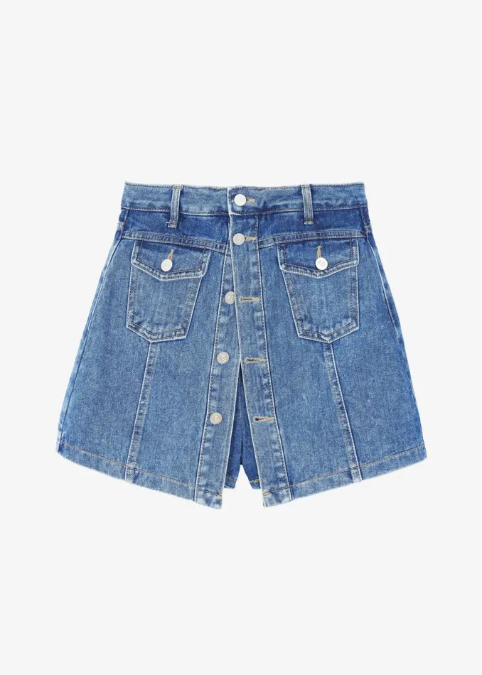 Women The Frankie Shop Bottoms Blades Denim Skort Medium Wash