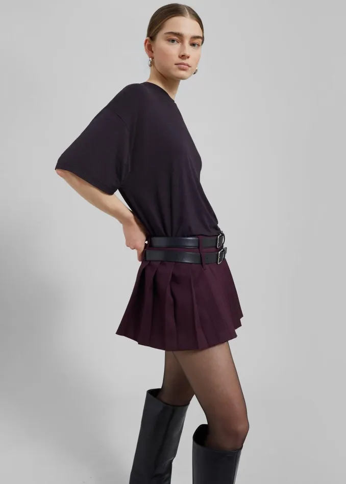Women The Frankie Shop Bottoms Blake Mini Pleated Skirt Burgundy