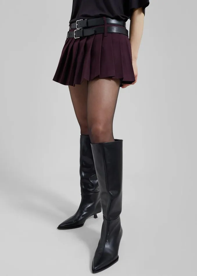 Women The Frankie Shop Bottoms Blake Mini Pleated Skirt Burgundy