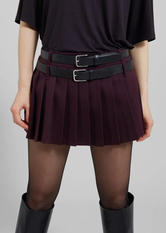 Women The Frankie Shop Bottoms Blake Mini Pleated Skirt Burgundy