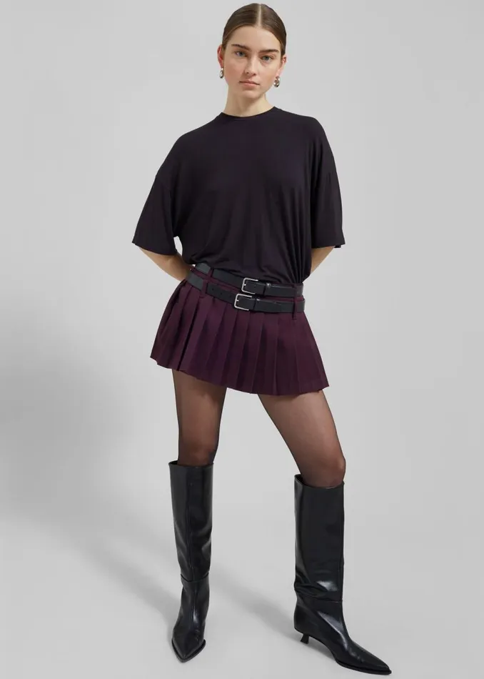 Women The Frankie Shop Bottoms Blake Mini Pleated Skirt Burgundy