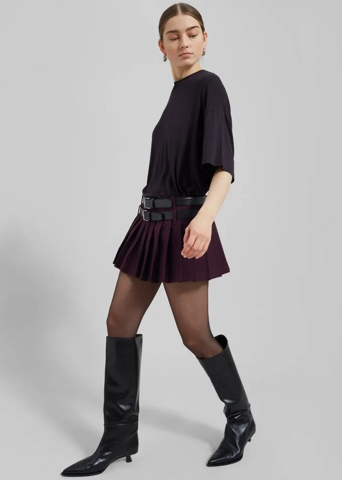 Women The Frankie Shop Bottoms Blake Mini Pleated Skirt Burgundy