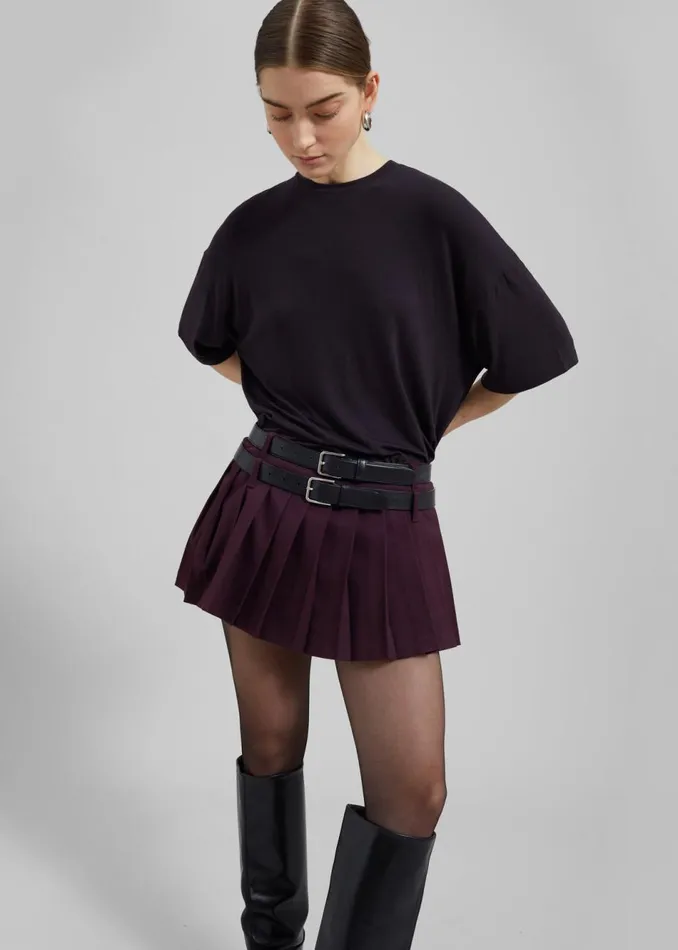 Women The Frankie Shop Bottoms Blake Mini Pleated Skirt Burgundy
