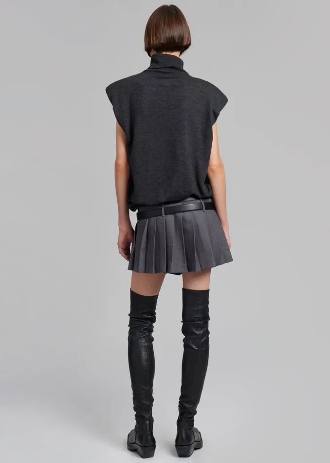 Women The Frankie Shop Bottoms Blake Mini Pleated Skirt Dark Grey Melange