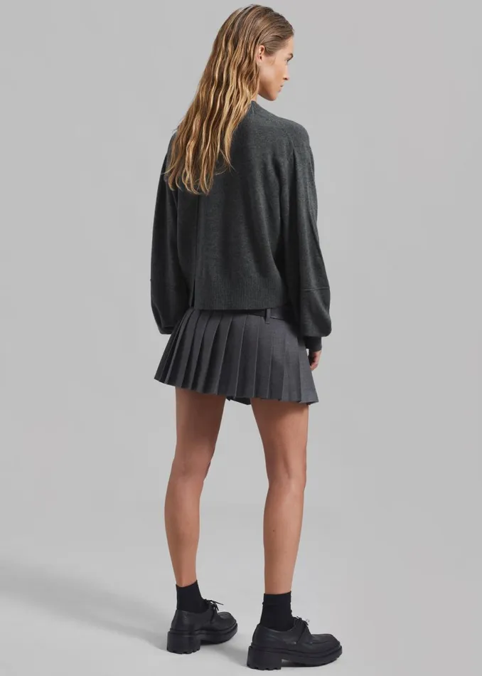 Women The Frankie Shop Bottoms Blake Mini Pleated Skirt Dark Grey Melange