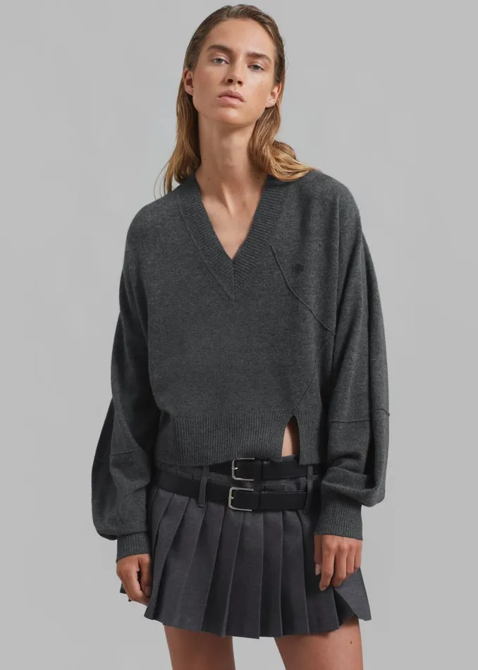 Women The Frankie Shop Bottoms Blake Mini Pleated Skirt Dark Grey Melange