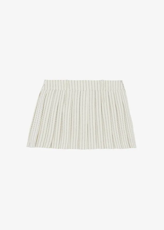 Women The Frankie Shop Bottoms Blake Pleated Twill Mini Skirt Light Beigeblack Pinstripe