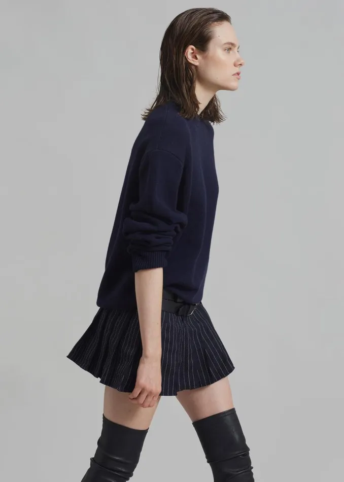 Women The Frankie Shop Bottoms Blake Pleated Twill Mini Skirt Navywhite Pinstripe Women The Frankie Shop Bottoms Blake Pleated Twill Mini Skirt Navywhite Pinstripe