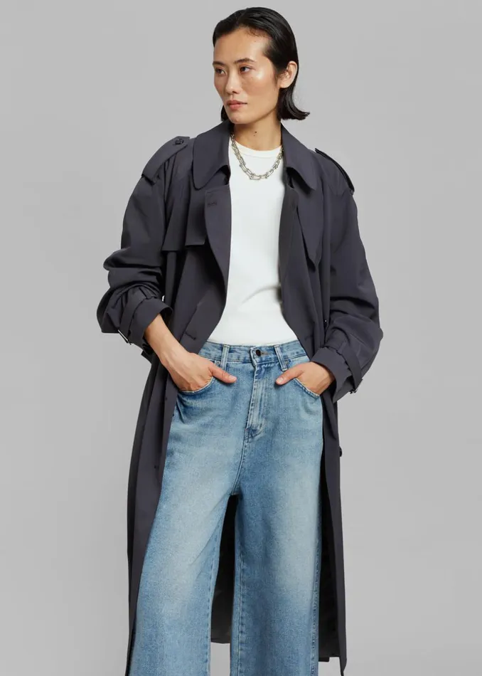 Women The Frankie Shop Bottoms Boli Wide Pants Blue Denim