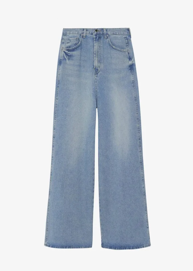 Women The Frankie Shop Bottoms Boli Wide Pants Blue Denim