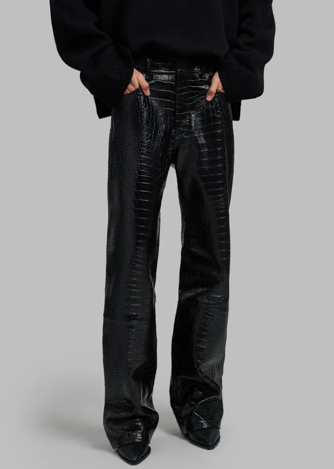Women The Frankie Shop Bottoms Bonnie CrocEffect Pants Black