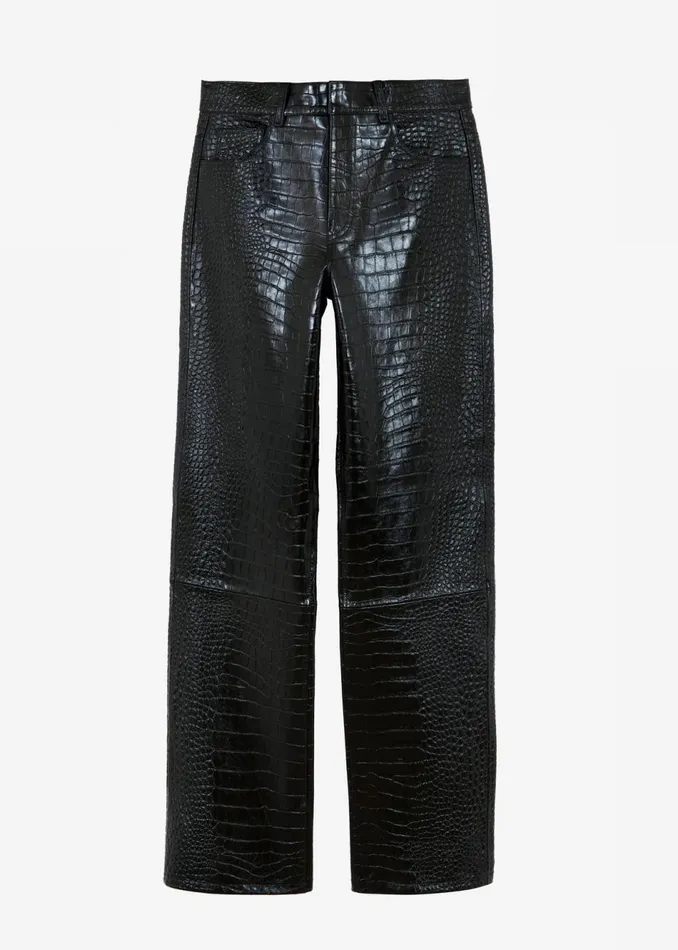 Women The Frankie Shop Bottoms Bonnie CrocEffect Pants Black