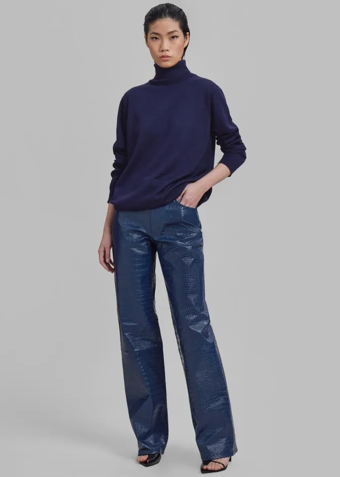 Women The Frankie Shop Bottoms Bonnie CrocEffect Pants Blue