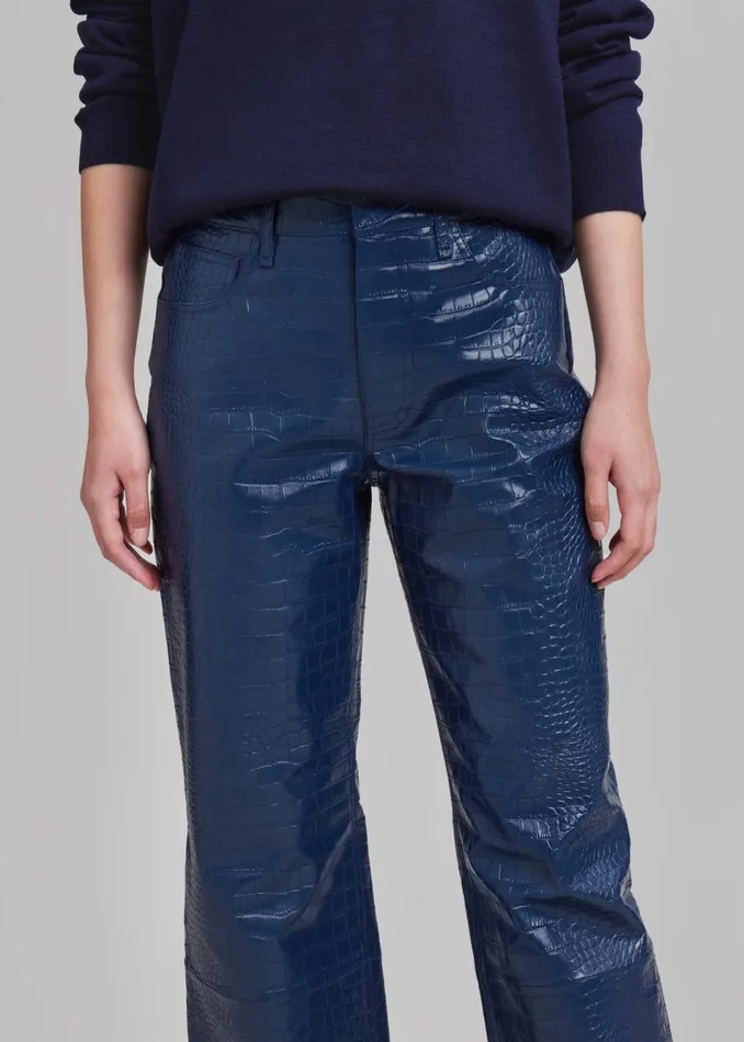 Women The Frankie Shop Bottoms Bonnie CrocEffect Pants Blue