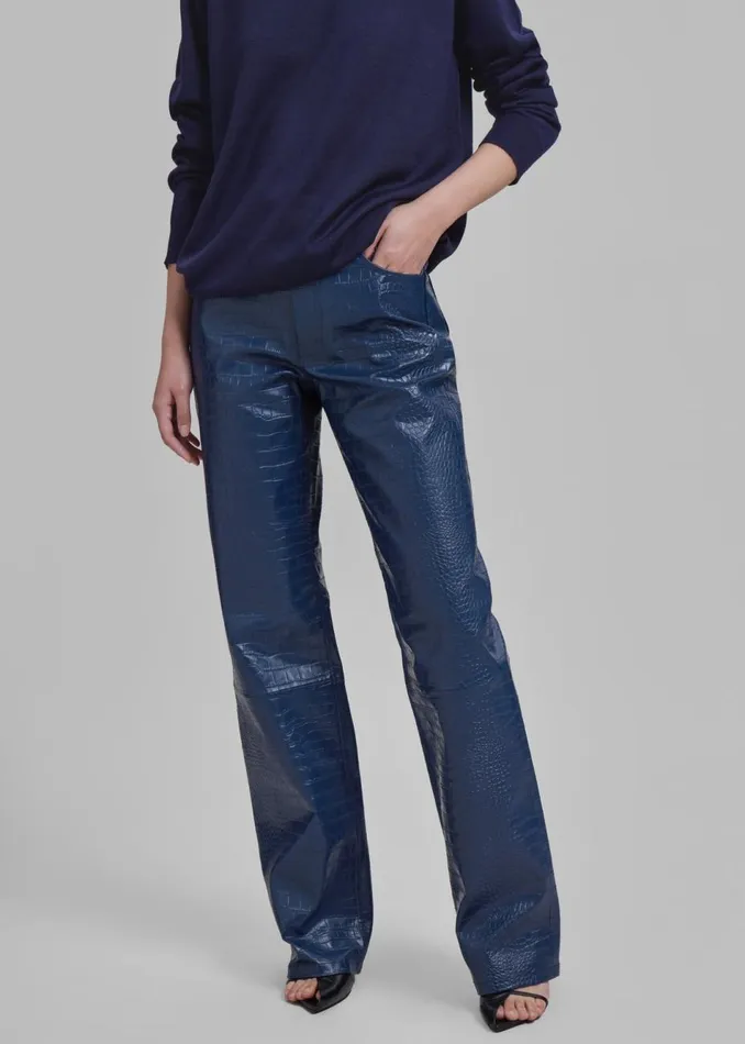 Women The Frankie Shop Bottoms Bonnie CrocEffect Pants Blue
