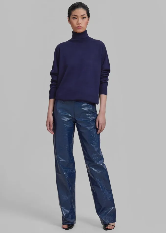 Women The Frankie Shop Bottoms Bonnie CrocEffect Pants Blue
