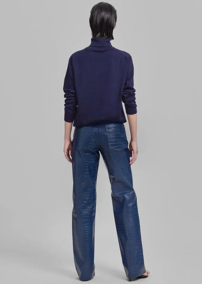 Women The Frankie Shop Bottoms Bonnie CrocEffect Pants Blue
