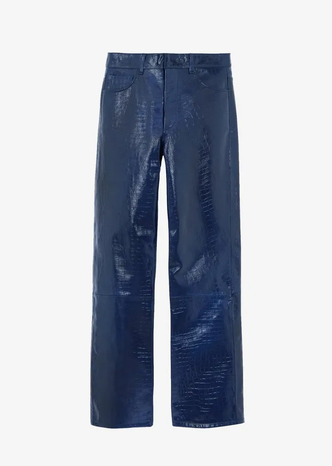 Women The Frankie Shop Bottoms Bonnie CrocEffect Pants Blue