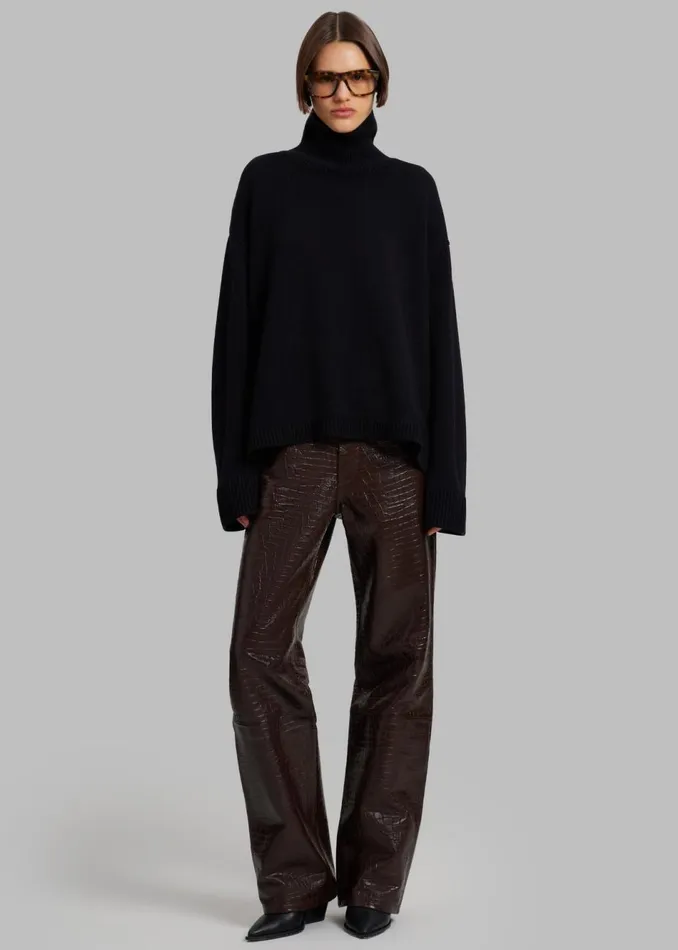 Women The Frankie Shop Bottoms Bonnie CrocEffect Pants Brown