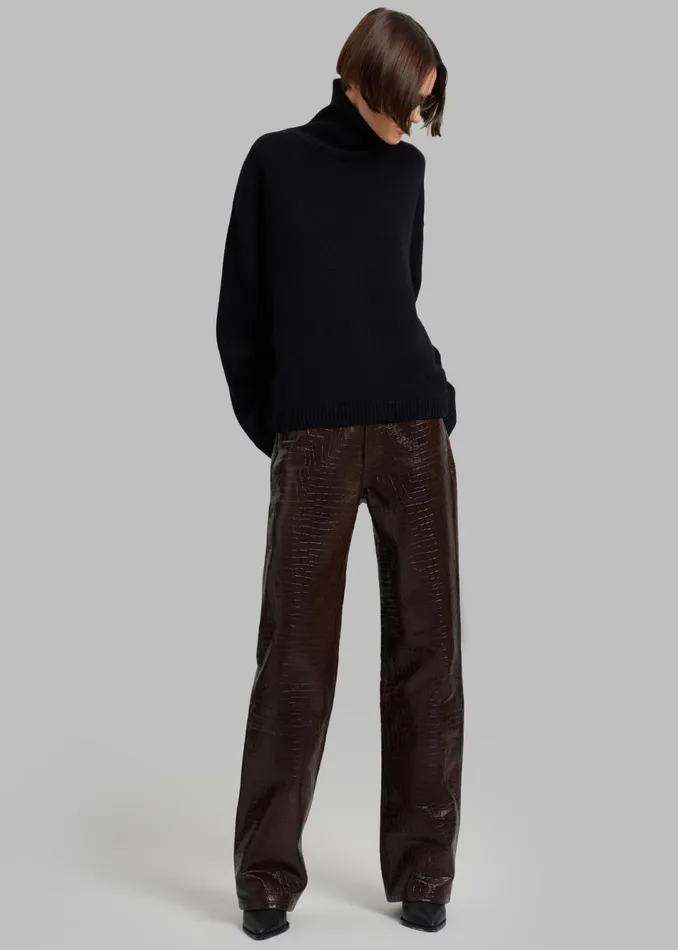 Women The Frankie Shop Bottoms Bonnie CrocEffect Pants Brown