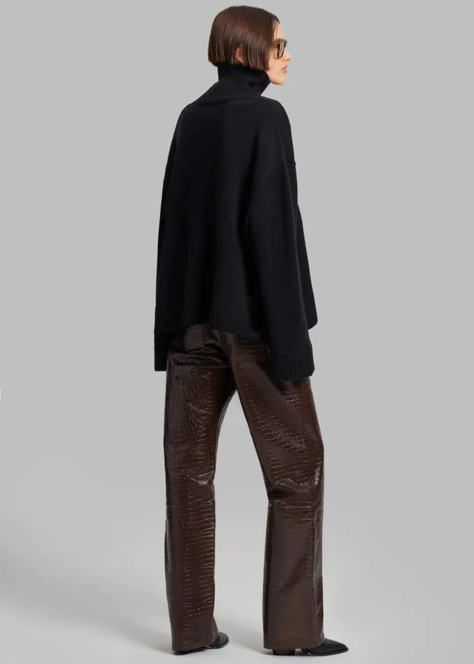 Women The Frankie Shop Bottoms Bonnie CrocEffect Pants Brown