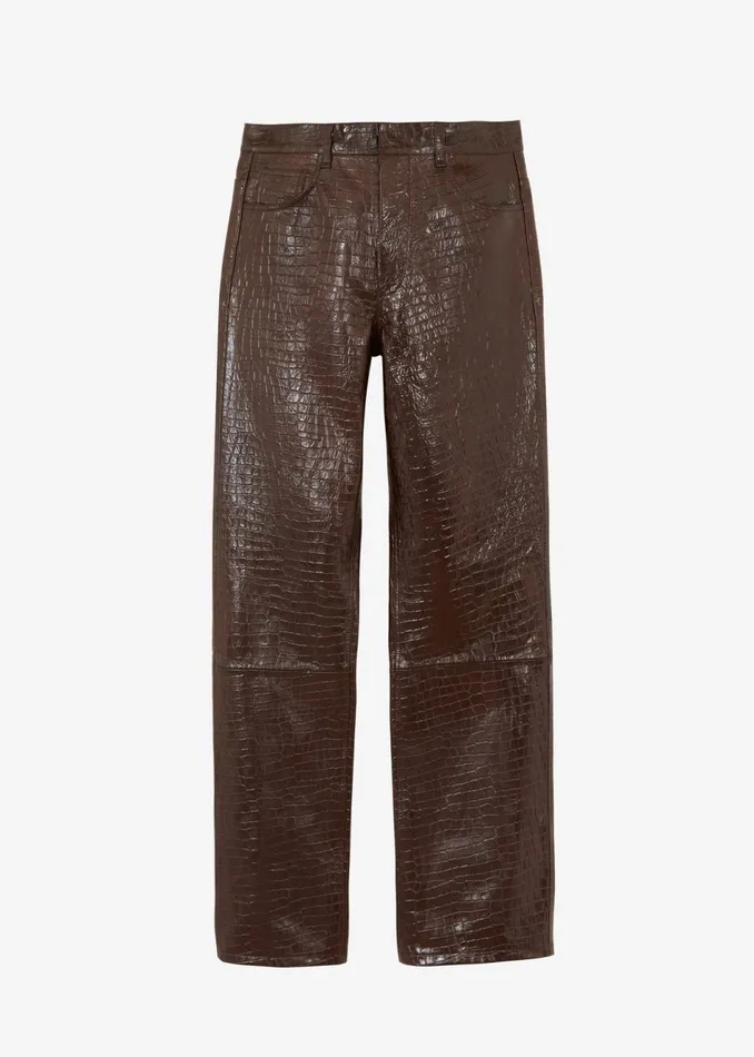 Women The Frankie Shop Bottoms Bonnie CrocEffect Pants Brown
