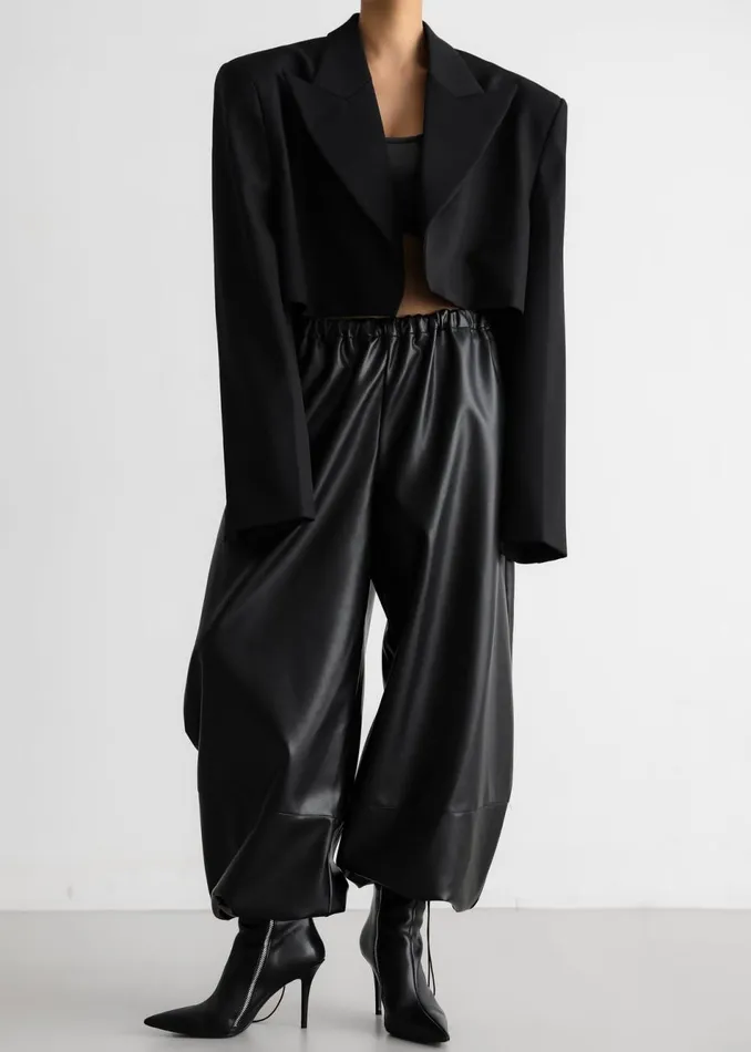 Women The Frankie Shop Bottoms Briar Faux Leather Balloon Pants Black
