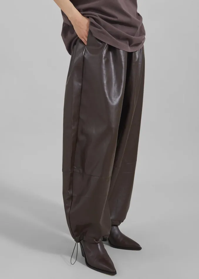 Women The Frankie Shop Bottoms Briar Faux Leather Balloon Pants Brown