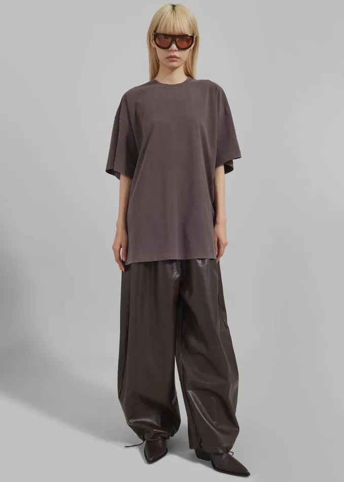 Women The Frankie Shop Bottoms Briar Faux Leather Balloon Pants Brown