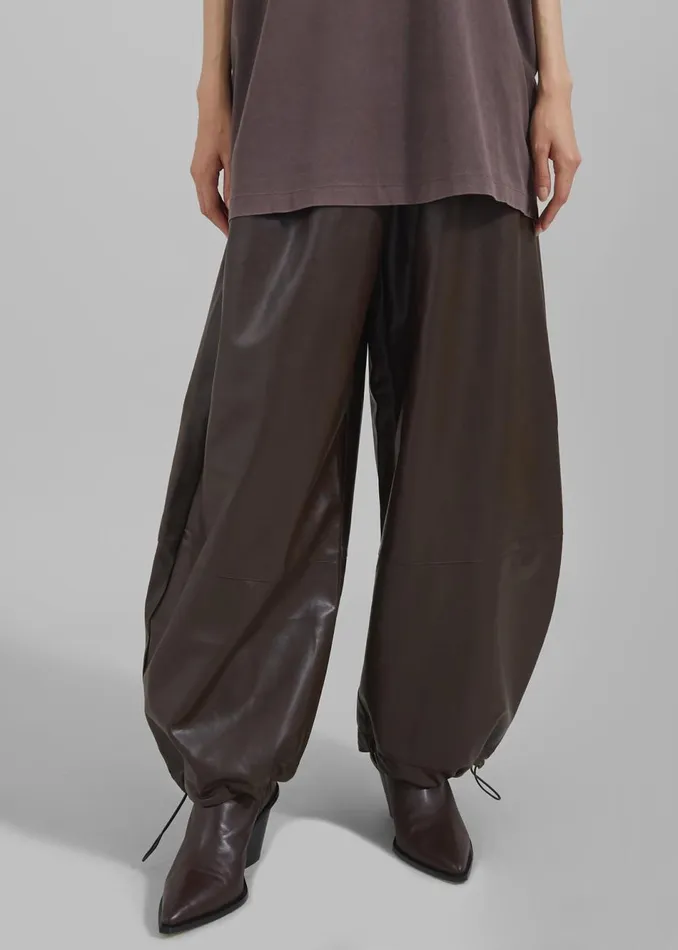 Women The Frankie Shop Bottoms Briar Faux Leather Balloon Pants Brown