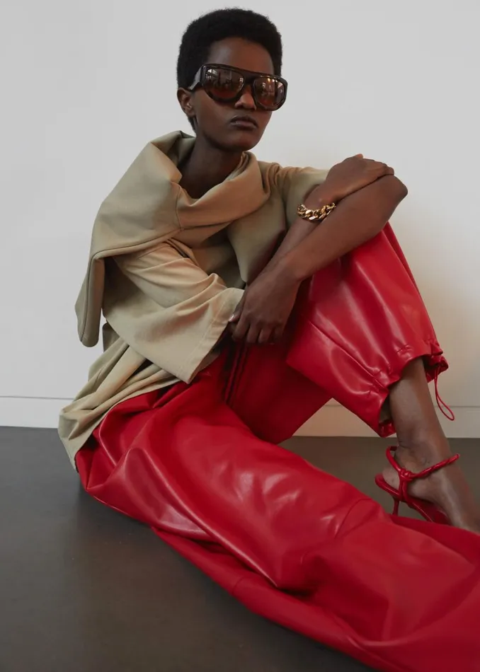 Women The Frankie Shop Bottoms Briar Faux Leather Balloon Pants Red