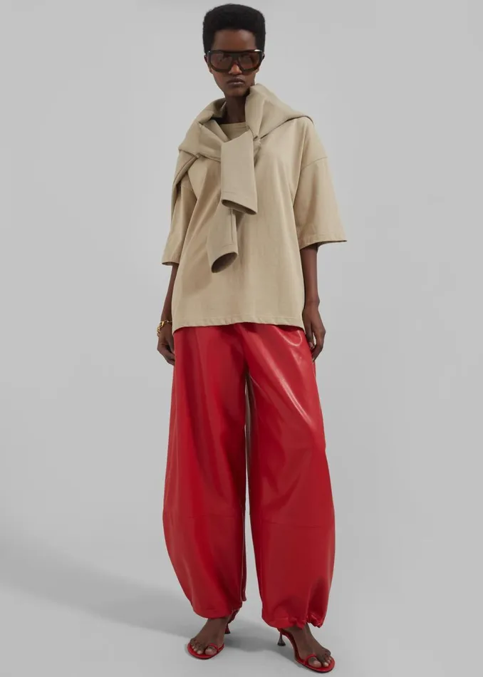 Women The Frankie Shop Bottoms Briar Faux Leather Balloon Pants Red