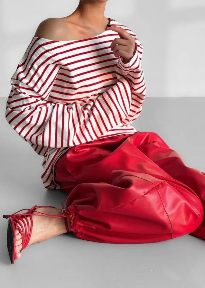 Women The Frankie Shop Bottoms Briar Faux Leather Balloon Pants Red