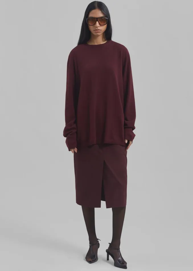 Women The Frankie Shop Bottoms Brooklyn Midi Skirt Burgundy
