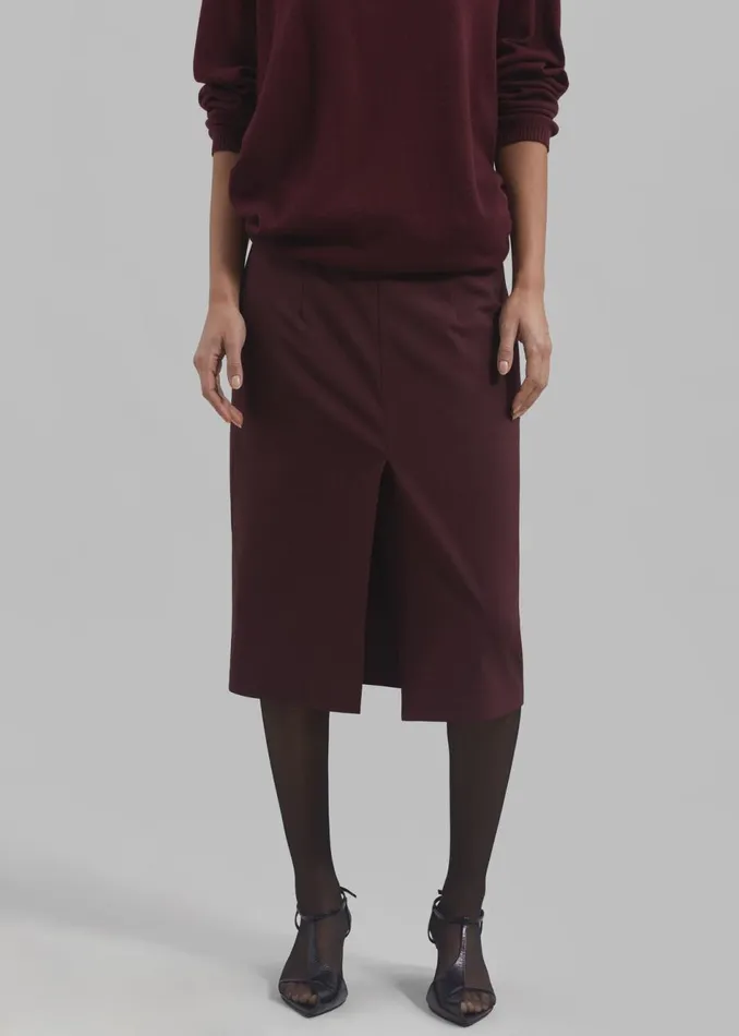 Women The Frankie Shop Bottoms Brooklyn Midi Skirt Burgundy