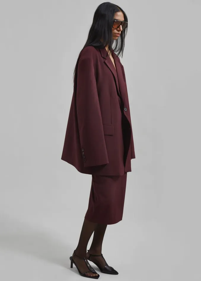 Women The Frankie Shop Bottoms Brooklyn Midi Skirt Burgundy