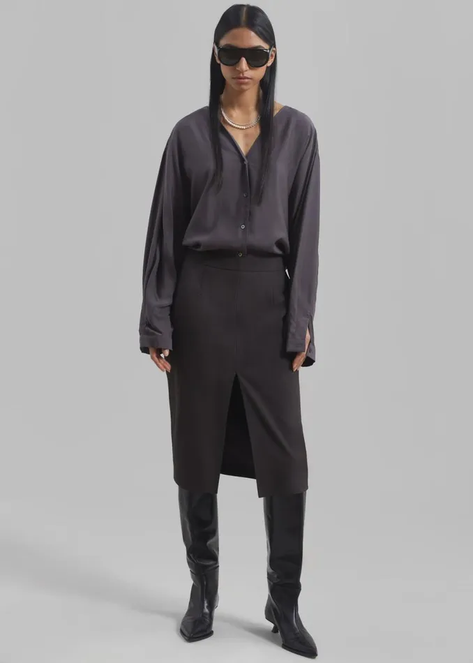 Women The Frankie Shop Bottoms Brooklyn Midi Skirt Charcoal