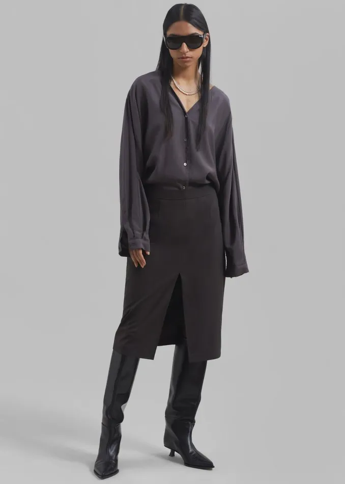 Women The Frankie Shop Bottoms Brooklyn Midi Skirt Charcoal