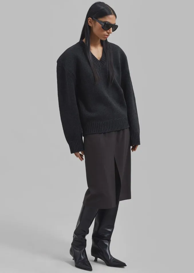 Women The Frankie Shop Bottoms Brooklyn Midi Skirt Charcoal