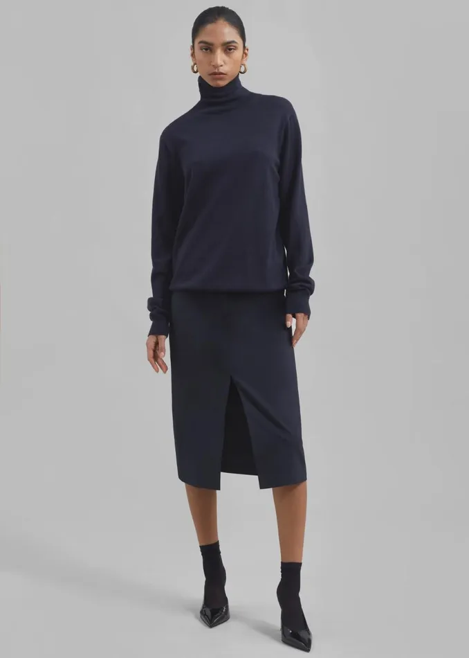 Women The Frankie Shop Bottoms Brooklyn Midi Skirt Navy