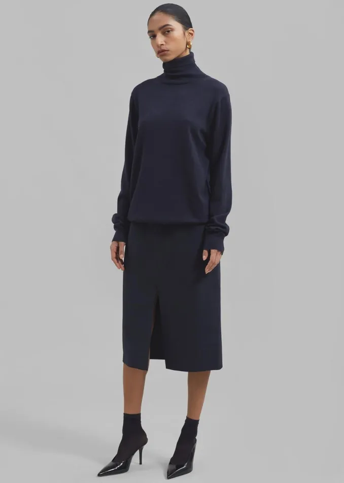 Women The Frankie Shop Bottoms Brooklyn Midi Skirt Navy