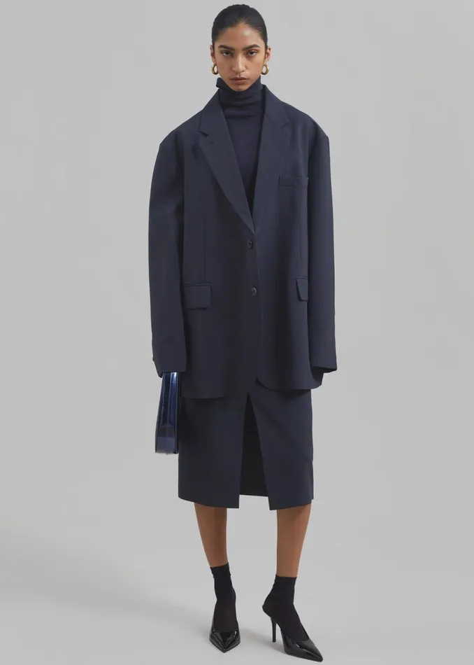 Women The Frankie Shop Bottoms Brooklyn Midi Skirt Navy