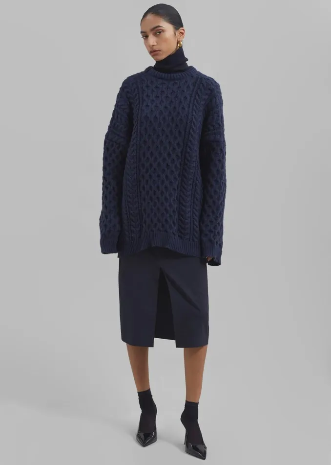 Women The Frankie Shop Bottoms Brooklyn Midi Skirt Navy