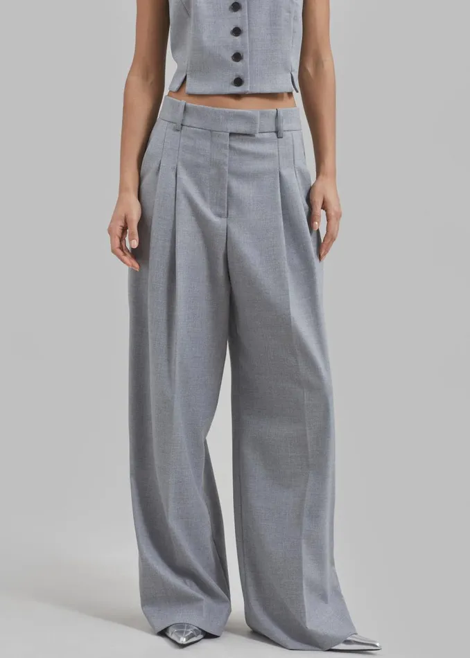 Women The Frankie Shop Bottoms By Malene Birger Cymbaria Pants Grey Melange