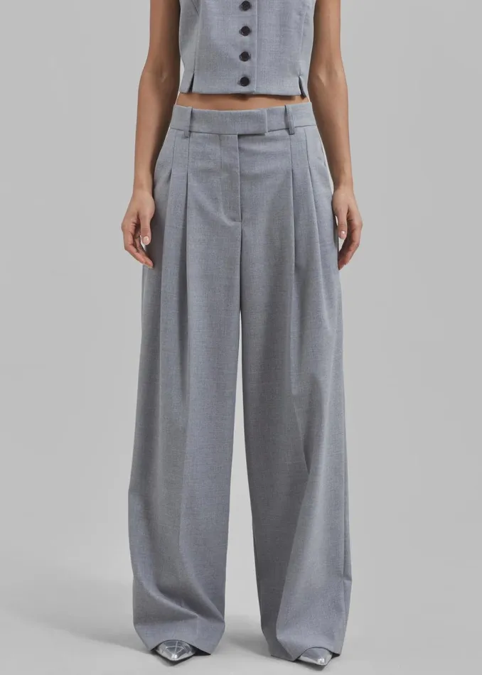 Women The Frankie Shop Bottoms By Malene Birger Cymbaria Pants Grey Melange