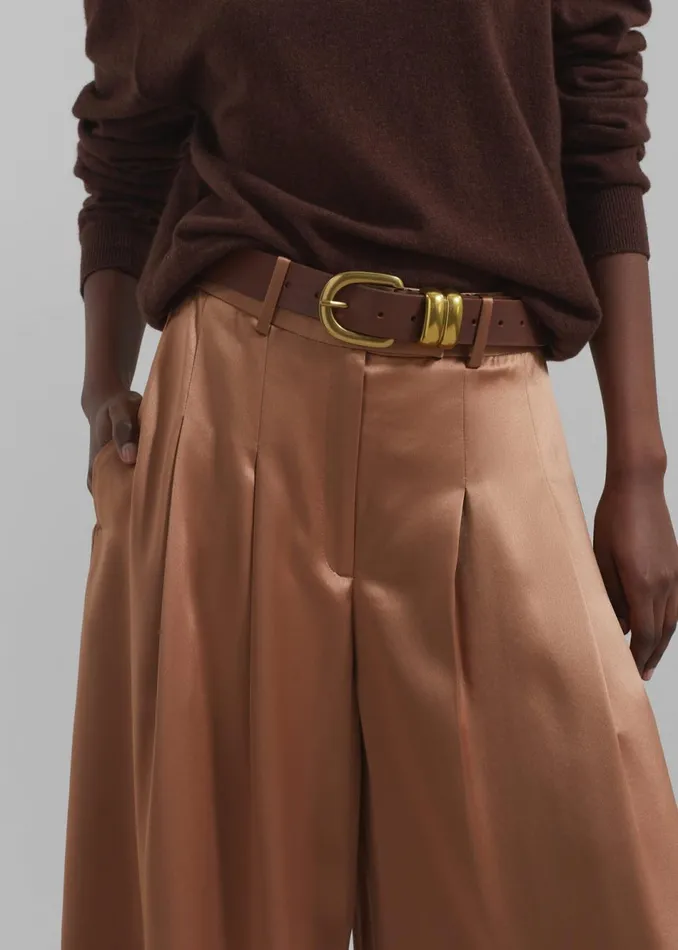 Women The Frankie Shop Bottoms By Malene Birger Dorite WideLeg Trousers Tobacco Brown