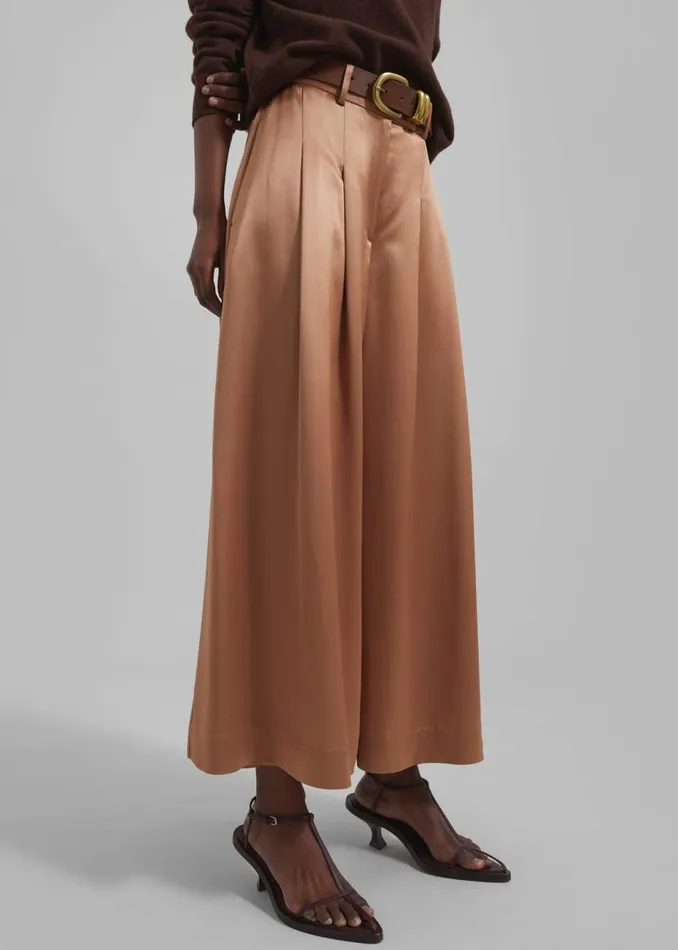 Women The Frankie Shop Bottoms By Malene Birger Dorite WideLeg Trousers Tobacco Brown