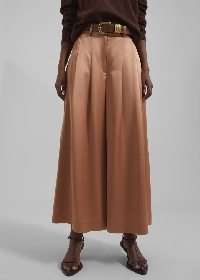 Women The Frankie Shop Bottoms By Malene Birger Dorite WideLeg Trousers Tobacco Brown
