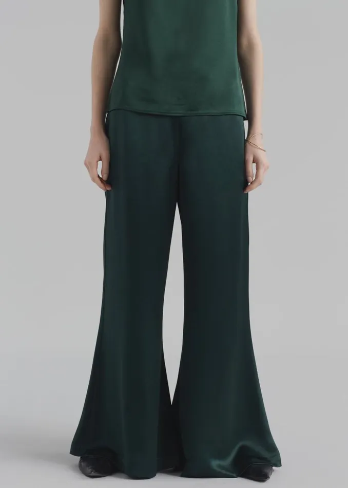 Women The Frankie Shop Bottoms By Malene Birger Lucee Flared Trousers Sycamore