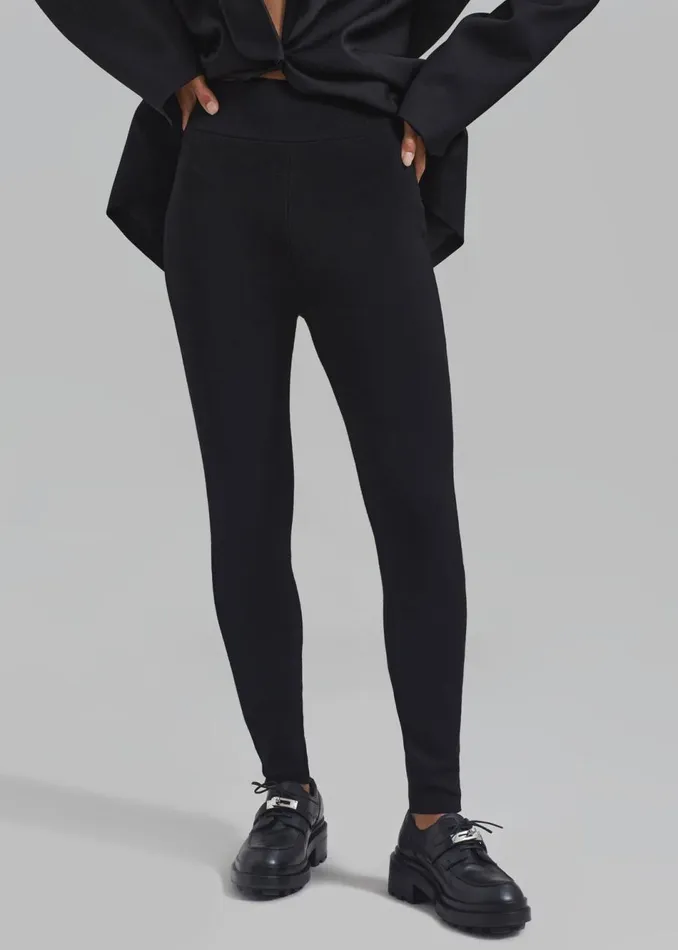 Women The Frankie Shop Bottoms Cara Knit Leggings Black